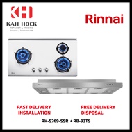 RINNAI RH-S269-SSR-T SLIMLINE HOOD + RB-93TS 3 BURNER STAINLESS STEEL BUILT-IN HOB BUNDLE