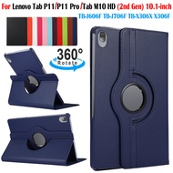 For Lenovo Tab P11 TB-J606F &amp; P11 Pro 11 TB-J706F Fashion 360° Rotating Tablet Case Tab M10 HD (2nd Gen) TB-X306X X306F 10.1-inch High Quality PU Leather Flip Stand Cover