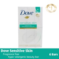 Dove Sensitive Unscented Hypo-allergenic Skin Beauty Bar Soap, 3.75 oz, 6 Bars