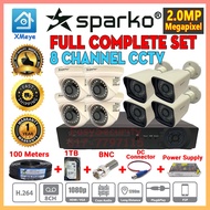 Sparko 2MP Full Set DIY 8 CHANNEL Full HD 1080P CCTV 8 CH DVR + Camera + Hard Disk + Power Supply + 