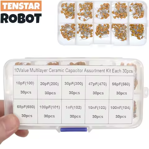 300pcs 10value 50v 10pf 20pf 30pf 47pf 56pf 68pf 100pf 1nf 10nf 100nf Multilayer Ceramic Capacitor A