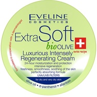 Eveline extrasoft bioOlive aloe vera deeply moisturising and soothing face and body cream ขนาด175 ml