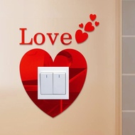 [in stock] Heart Shape 3D Mirror Acrity Reflective Switch Sticker Love Decorative Wall Sticker Socket Protection