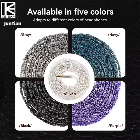 KBEAR JunTian Chord 16 Core Silver-Plated OCC Earphones Cable 2PIN/QDC/MMCX/TFZ Five Colors 2m Cable