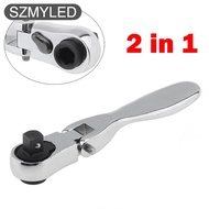 Ratchet Wrench 3.86" Chromium Vanadium Steel Ratchet Screwdriver Bit Set 2-in-1 Drill Bit And Sleeve