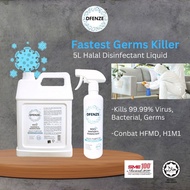✭DFENZE OFFICIAL STORE Dfenze Hocl Sanitizer Spray  Disinfectant Multi-Purpose (5L) Free 500ml Buy Original + Gift❂