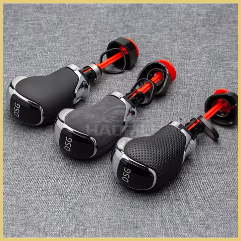 Suitable for Skoda Octavia Superb Yeti DSG shift lever, black piano leather perforated leather Alcan