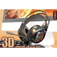 KT 033 MOXOM MX-EP22 3D SURROUND GAMING HEADSET 3.5MM+USB 50MM DRIVE WIRED STEREO RGB GAME HEADPHONE