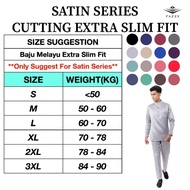 [Satin Series - Extra Slim] Pazze Baju Melayu Satin Series Black Navy Blue Maroon Red Silver Grey Sm