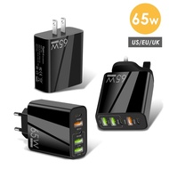 [ร้อน] 65W ชาร์จเร็ว3 USB + 2 USB C พอร์ตอะแดปเตอร์ Type C PD เครื่องชาร์จอย่างรวดเร็วสำหรับ iPhone 13 14 iPad Huawei Xiaomi แท็บเล็ต Realme Samsung