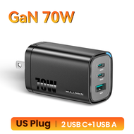 Rocoren 70W GaN Wall Fast Charger 2USB-C+1A Power Adapter Home Charging For iPhone 16/15/14 Huawei P