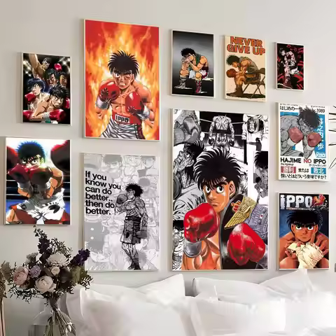 Anime H-Hajime No Ippo Vintage Posters Sticky Retro Kraft Paper Sticker DIY Room Bar Cafe Kawaii Roo