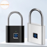 homeliving Smart Fingerprint Padlock Waterproof Biometric Fingerprint Keyless Door Lock USB Rechargeable Security Padlock For House Unlock SG