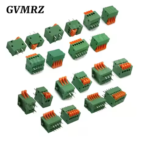 5PCS KF141V KF141R 2.54mm Pitch Straight&Bent Push-in Spring Screwless Terminal Block Foot 2/3/4/5/6