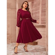 A2539 Uyua Embroidered Lace Long Sleeve Plus Size Dress Dress Woman Dress Plus Size Dress Dinner Ele