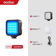 Godox ไฟกล้องวิดีโอ LED RGB 6R 13ผล FX 1800MAh แบตเตอรี่ลิเธียมไอออนสำหรับ Vlog แฟลชวิดีโอ PK Ulanzi