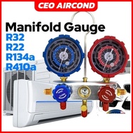 CEOapt Manifold Gauge R32 R410a R22 R134a GAS METER Set Air Cond Refrigerant Air Conditioner