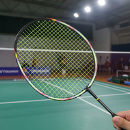 Genuine Full Carbon Badminton Racket, Pre-Strung 22-25 lbs, Includes Free Grip  Raket Badminton Karb