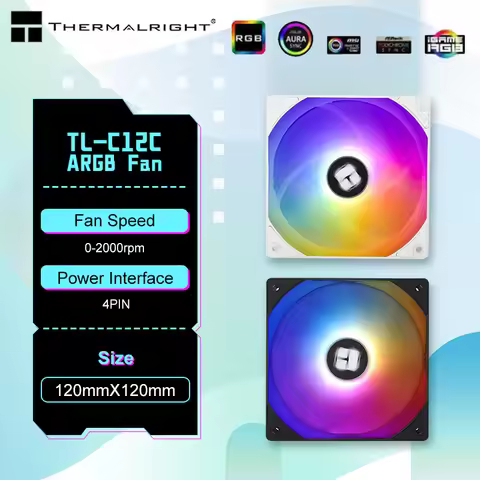 Thermalright TL-C12C 120mm Cooling Fan 5V 3PIN ARGB pc gamer Adjust Speed Cooler argb Adjustable com