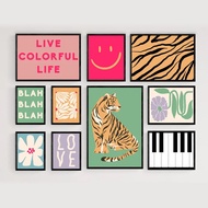 Colorful Vintage Vibrant Color Poster Eclectic Gallery Wall Canvas Painting Teenage Girl Aesthetic R