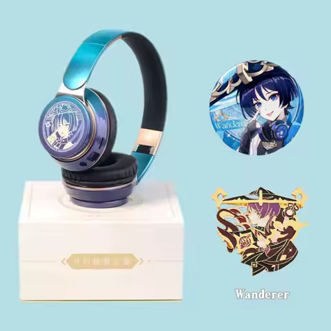 Genshin Headphone Wanderer Headphone Game Impact Cosplay Portable Wireless Bluetooth Stereo Foldable