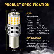 AUXITO 2Pcs ไม่มีไฮเปอร์แฟลช1156 1156 P21W Ba15S Bau15S Py21W 1200Lm 2835Smd หลอดไฟเลี้ยวสัญญาณไฟไม่