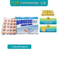 Biogesic Paracetamol 500mg 20 Tablets (1 Strip) EXP:06/2028 [ PCM, Farmasi CS ]