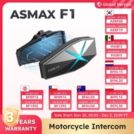 ASMAX F1 Bluetooth Motorcycle Intercom 10-Rider Group Communication, Voice Command, IP67 Waterproof,