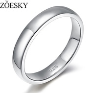 ZOESKY 4mm 925 Sterling Silver Wedding Band Ring High Polish Plain Dome Ring for Women Men Size 4-8