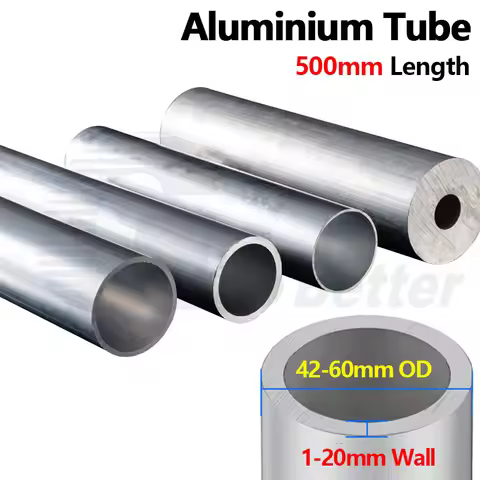 Aluminium Tube 42mm-60mm Outer Dia 1mm-20mm Wall Thick Straight 500mm Length Round 6063 6061 Aluminu