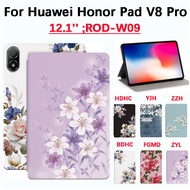 For Huawei Honor Pad V8 Pro 12.1 inch ROD-W09 Fashion Tablet Protective Case Flower Blossom Bush, High Quality Flip Stand PU Leather Cover