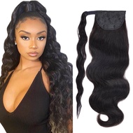 Real Beauty Brazilian Ponytail Wrap Around Horsetail 100 Remy Straight Human Hair Ponytail With Clips 60100120g Can Be Wavy