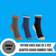 BYFORD Men's Antibacterial Quarter Socks, 3 Pieces Bamboo Fiber