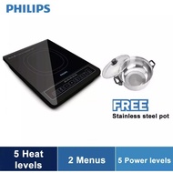 Philips Induction Cooker Dapur Elektrik Portable HD4902 2000W FOC Stainless Steel Pot