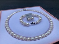 ชุดเชทไข่มุกแท้ Otop Phuket มีใบรับประกันมุกแท้ ครบชุดสร้อยคอข้อมือต่างหูกล่อง ขนาดสุภาพ