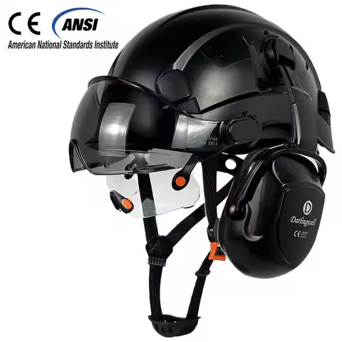 New Type CE Safety Helmet With Visor For Engineer And Earmuff EN352 ABS Hard Hat ANSI Work Cap Head 