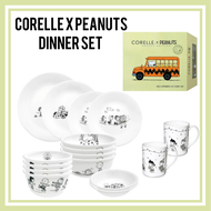 Corelle x PEANUTS Dinner 14p set Play Black and White Edition/Corelle USA set/Corelle box case set/Corelle set/Dining Sets/ Snoopy Kitchen/Snoopy plate/Snoopy bowl front plate/Large plate/medium plate /small plate/Snoopy mug/Corelle plate/Corelle cup