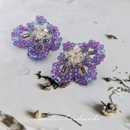 鉤針 串珠 編織  花 耳環