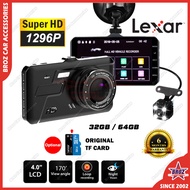 2 Channel Touchscreen DVR 1296P Dual Lens Dashcam Car Camera Recorder Dash Cam Car HD 170 Front Camc