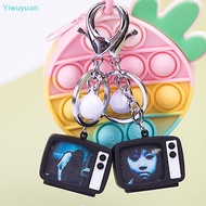 <Yiwuyuan> Mini TV Keychain Horror Atmosphere Mini TV Keychain Pendant Simulation TV Pendant Bag Pen