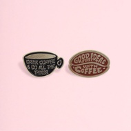 Funny Coffee Quotes Brooch Pins Coffee Cup Bean Quotes Brooch Metal Badges Bag Accessories Gift