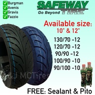 SAFEWAY TIRE 10" & 12", TUBELESS (FREE SEALANT & PITO) For Burgman, Gravis, Avenis, Fazzio, etc.