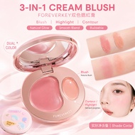 Foreverkey腮红 Dual-Color Cream Blush 双色腮红膏 Natural Glow Smooth Blend