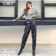 Eunice Leather Pants Jogger Harem Pants - Black