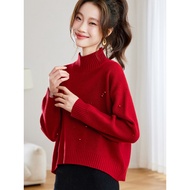 Red Knit Sweater - Fall/Winter Women's Fashion