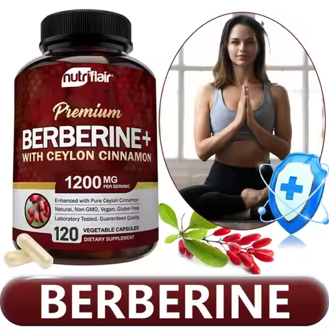 Berberine HCl 1200mg, 120 Capsules - Plus Ceylon Cinnamon, Berberine HCI Root Supplements, Support W