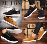 Fashion Men Shoes Casual Comfy Leather Shoes Saddle Sneakers Lace-up Shoes Kasut Lelaki