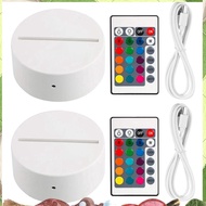 2 Pack 3D Night LED Light Lamp Base + Remote Control + USB Cable, 16 Colors Light Show Display Stand