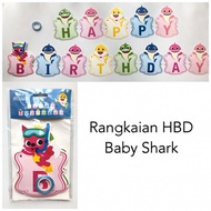 Happy Birthday Baby Shark Banner/Hbd Frame/Earring Flag
