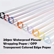 20PCS Waterproof Flower Wrapping Paper with Infinite Charm OPP Transparent Colored Edge Glass Paper 